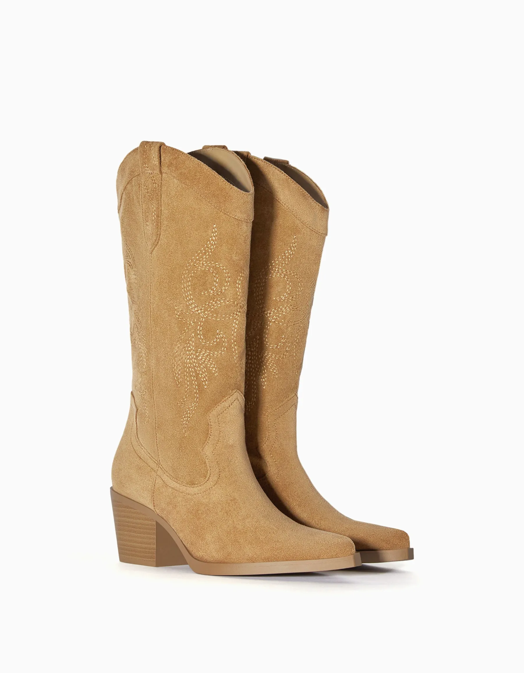 BERSHKA Bottes à talon style cowboy Sable Store