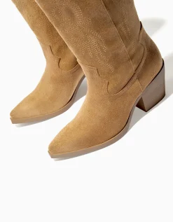 BERSHKA Bottes à talon style cowboy Sable Store