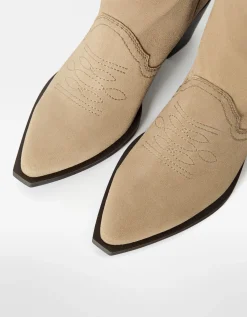 BERSHKA Bottes cowboy talon CUIR Sable Store