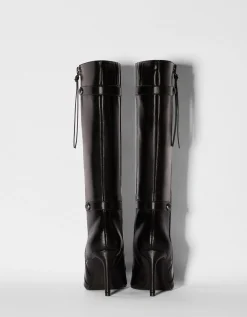 BERSHKA Bottes talon aiguille détails métallisés Noir Fashion