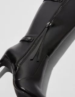 BERSHKA Bottes talon aiguille détails métallisés Noir Cheap