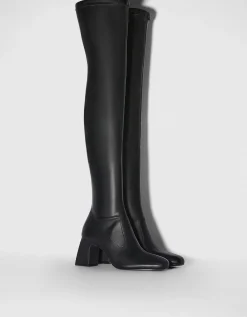 BERSHKA Bottes XL talon midi Noir Cheap