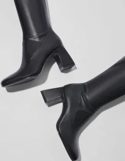 BERSHKA Bottes XL talon midi Noir Cheap