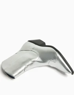 BERSHKA Bottines cowboy à talon Argent Discount