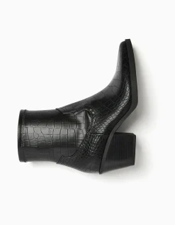 BERSHKA Bottines cowboy gravure motif animal Noir Shop
