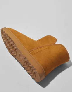 BERSHKA Bottines doublure fausse fourrure Camel Fashion