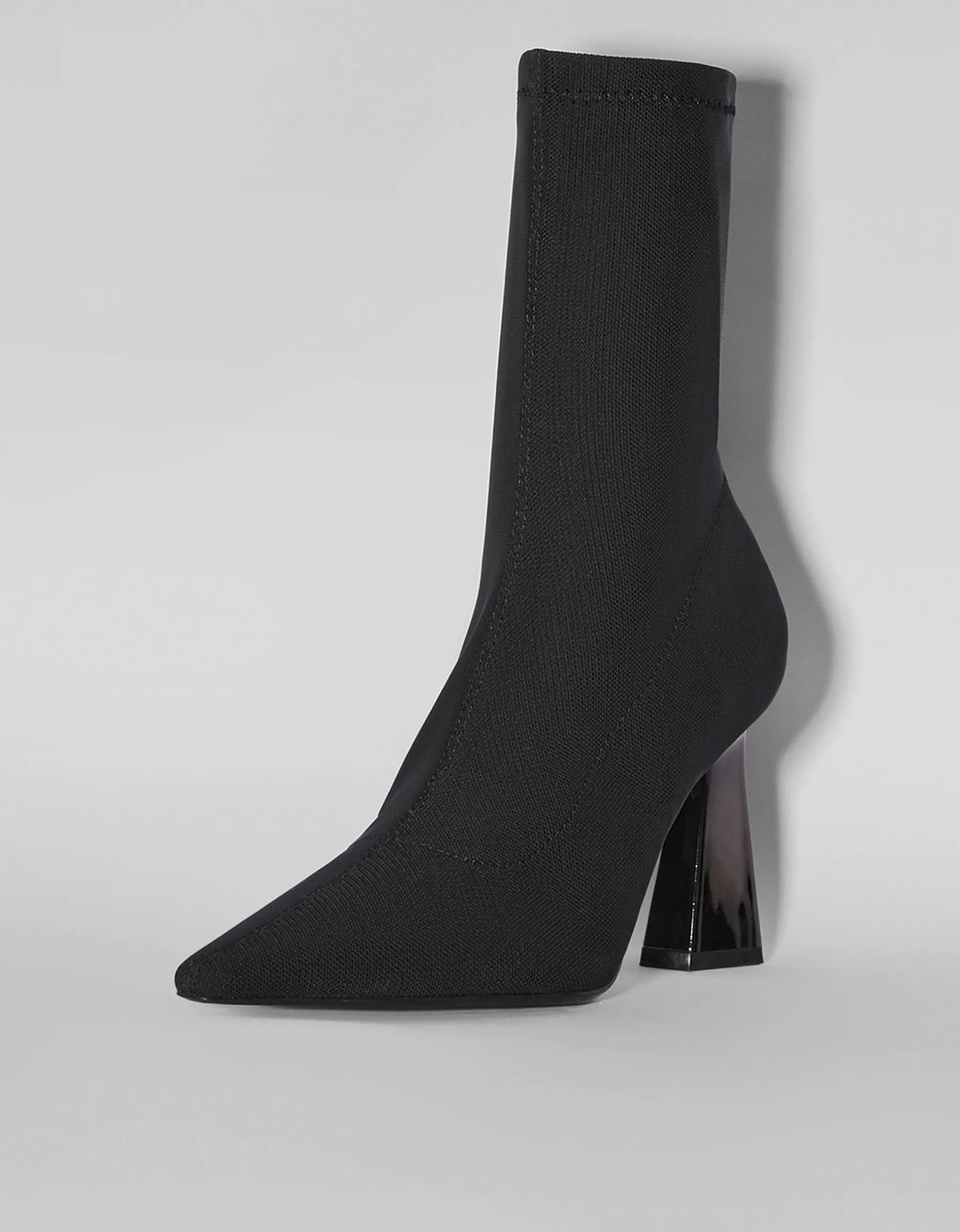 BERSHKA Bottines moulantes talon métallisé Noir Cheap