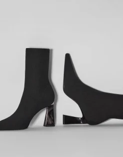 BERSHKA Bottines moulantes talon métallisé Noir Cheap