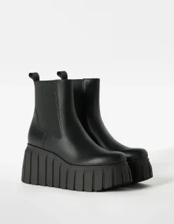 BERSHKA Bottines plateforme XL élastiquées Noir Fashion