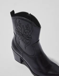 BERSHKA Bottines talon cowboy Noir Online