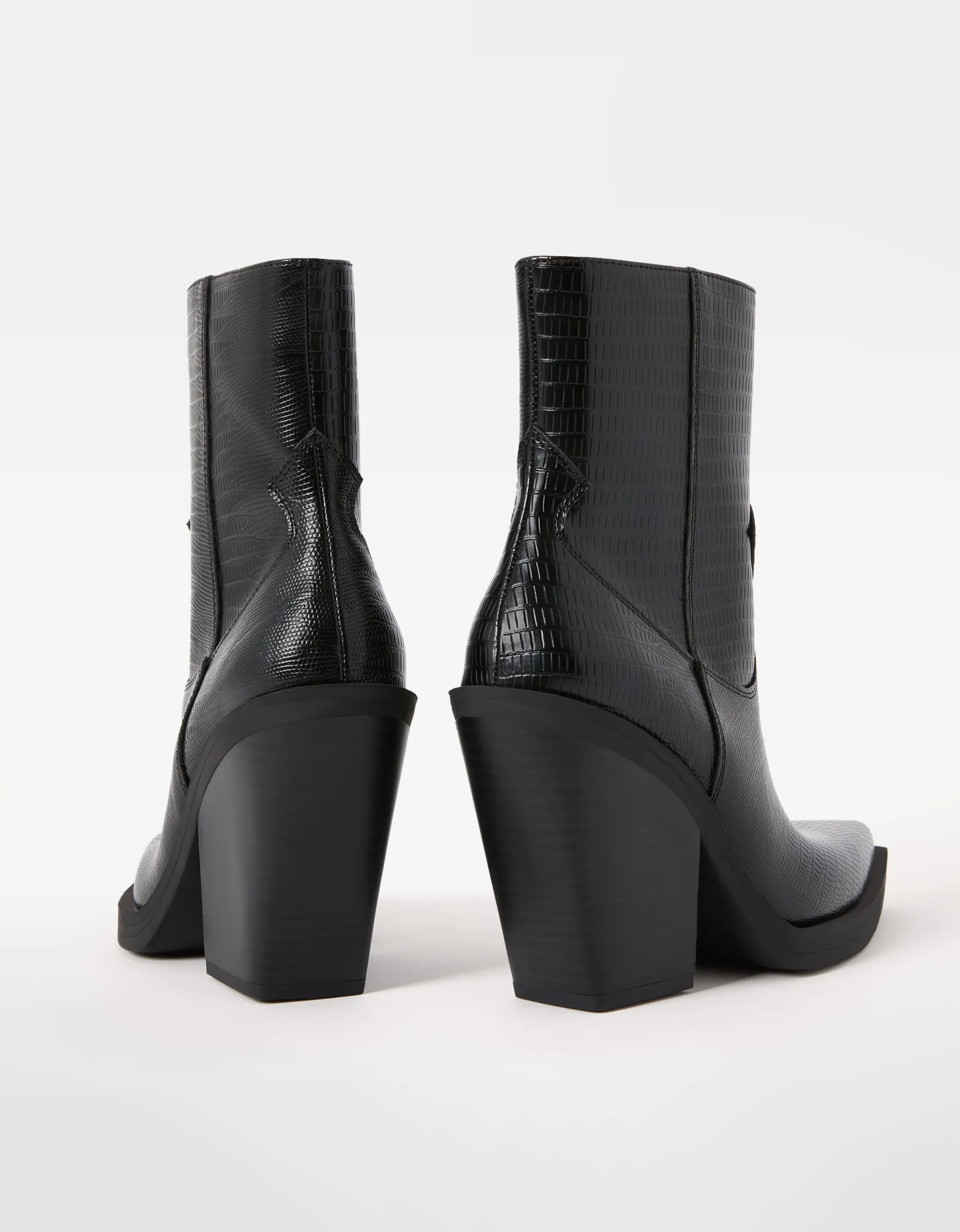 BERSHKA Bottines talon cowboy Noir Sale