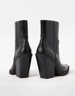 BERSHKA Bottines talon cowboy Noir Best Sale