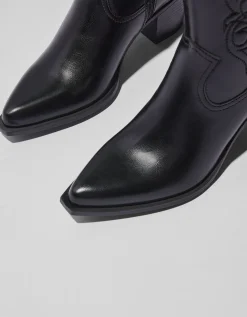 BERSHKA Bottines talon cowboy Noir Best Sale