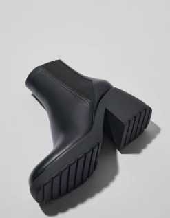 BERSHKA Bottines talon large élastiquées Noir Best