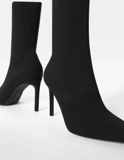 BERSHKA Bottines talon moulantes Noir Cheap