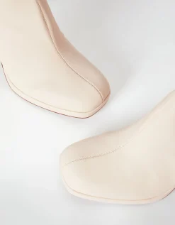 BERSHKA Bottines talon moulantes mini plateforme Écru Outlet
