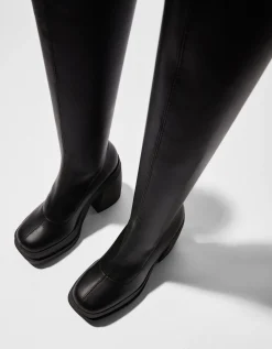 BERSHKA Bottines talon plateforme moulantes Noir Flash Sale