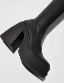 BERSHKA Bottines talon plateforme moulantes Noir Sale
