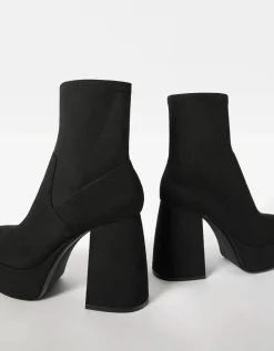 BERSHKA Bottines talon plateforme moulantes Noir Sale