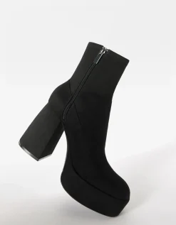 BERSHKA Bottines talon plateforme moulantes Noir Sale