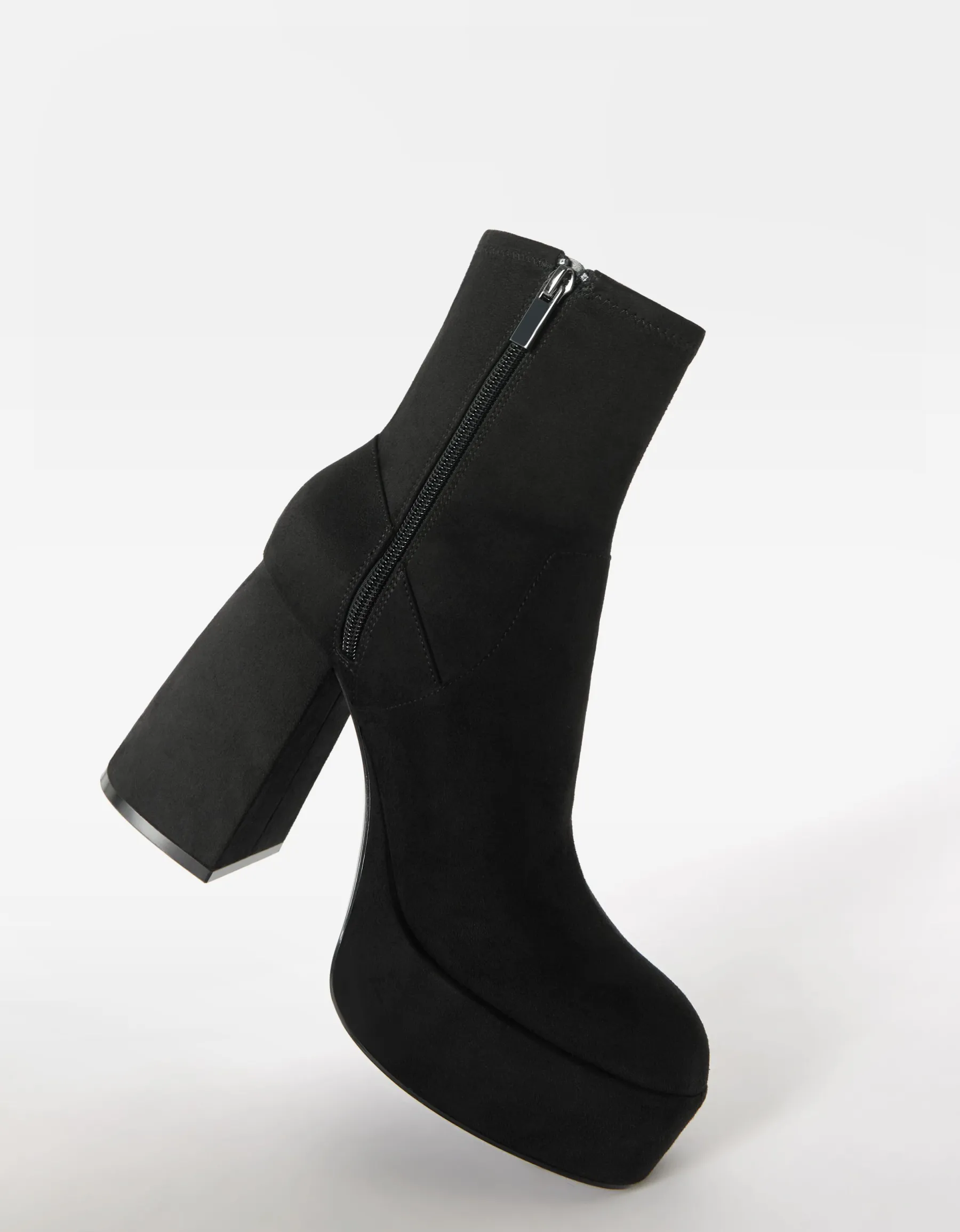 BERSHKA Bottines talon plateforme moulantes Noir Sale