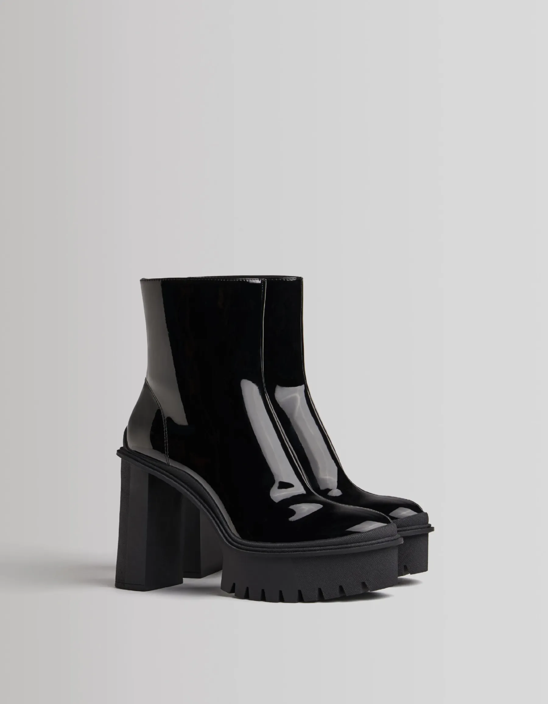BERSHKA Bottines talon plateforme vernies Noir Best Sale