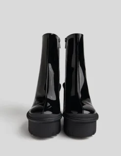 BERSHKA Bottines talon plateforme vernies Noir Best Sale