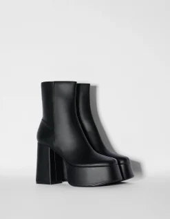 BERSHKA Bottines talon plateforme XL Noir Hot
