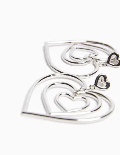 BERSHKA Boucles d’oreille cœurs Argent Discount