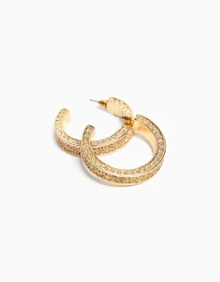BERSHKA Boucles d’eilles anneaux pierres fantaisie Or Sale