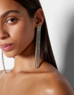 BERSHKA Boucles d’oreilles cascade pierres fantaisie Argent Store