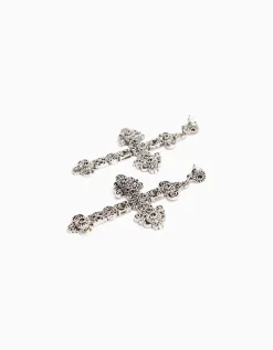 BERSHKA Boucles d’oreilles croix Argent Fashion
