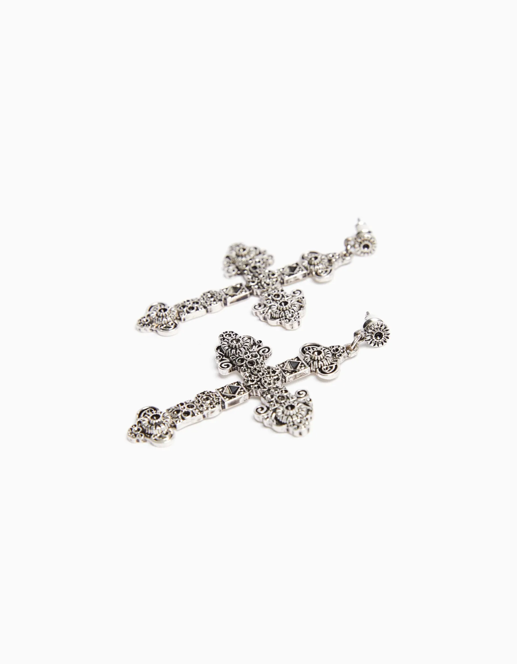 BERSHKA Boucles d’oreilles croix Argent Fashion