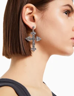 BERSHKA Boucles d’oreilles croix Argent Fashion