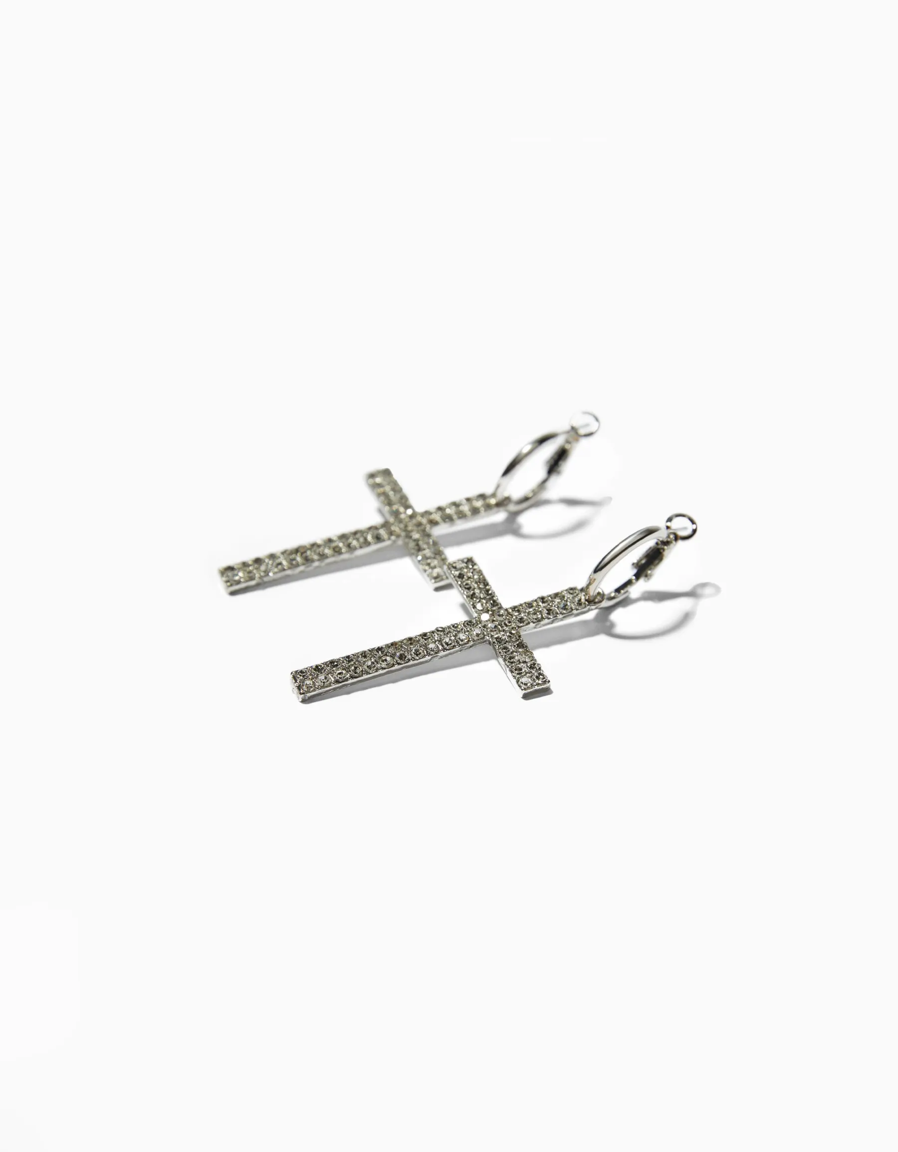 BERSHKA Boucles d’oreilles croix pierres fantaisie Argent Best