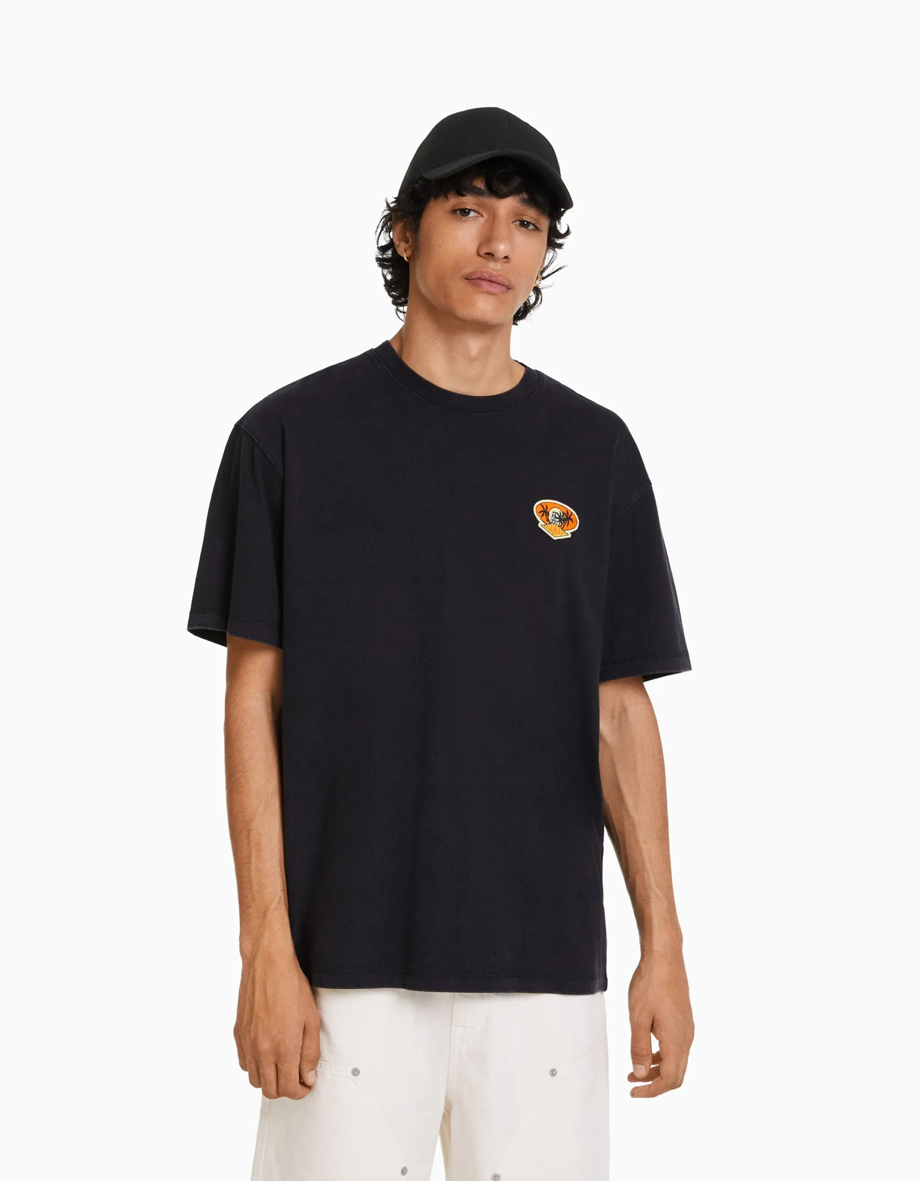 BERSHKA Casquette basique Noir Sale