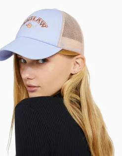 BERSHKA Casquette trucker brodée Bleu Flash Sale