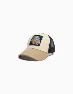 BERSHKA Casquette trucker imprimée Noir Fashion