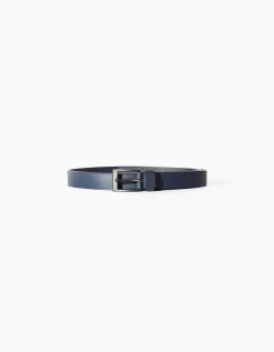 BERSHKA Ceinture effet cuir gravée Noir Clearance