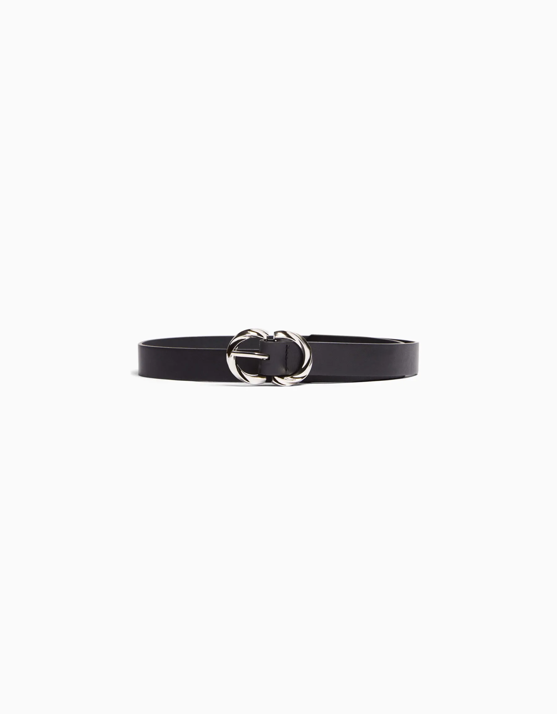 BERSHKA Ceinture fine double boucle Noir Best