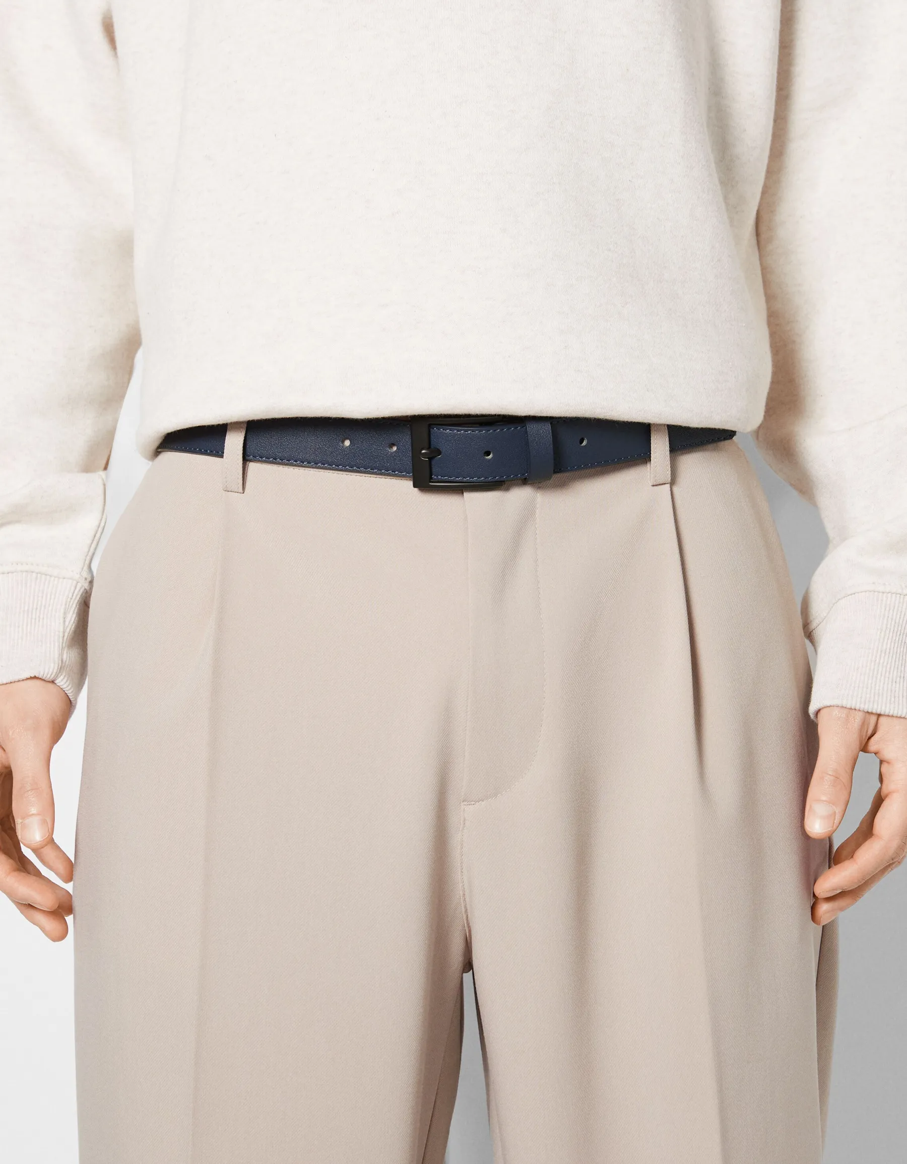 BERSHKA Ceinture fine similicuir Marine Clearance