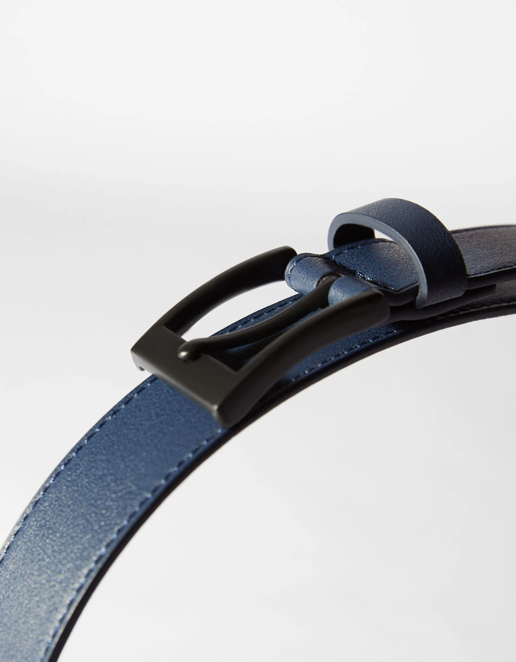 BERSHKA Ceinture fine similicuir Marine Clearance