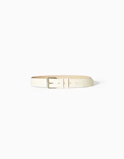 BERSHKA Ceinture large effet cuir Marron Hot