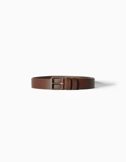 BERSHKA Ceinture large effet cuir Marron Clearance