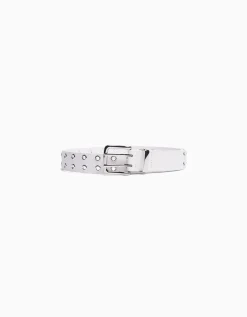 BERSHKA Ceinture similicuir œillets Noir Best