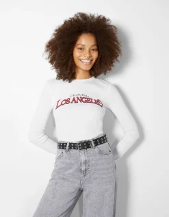 BERSHKA Ceinture similicuir œillets Noir Cheap