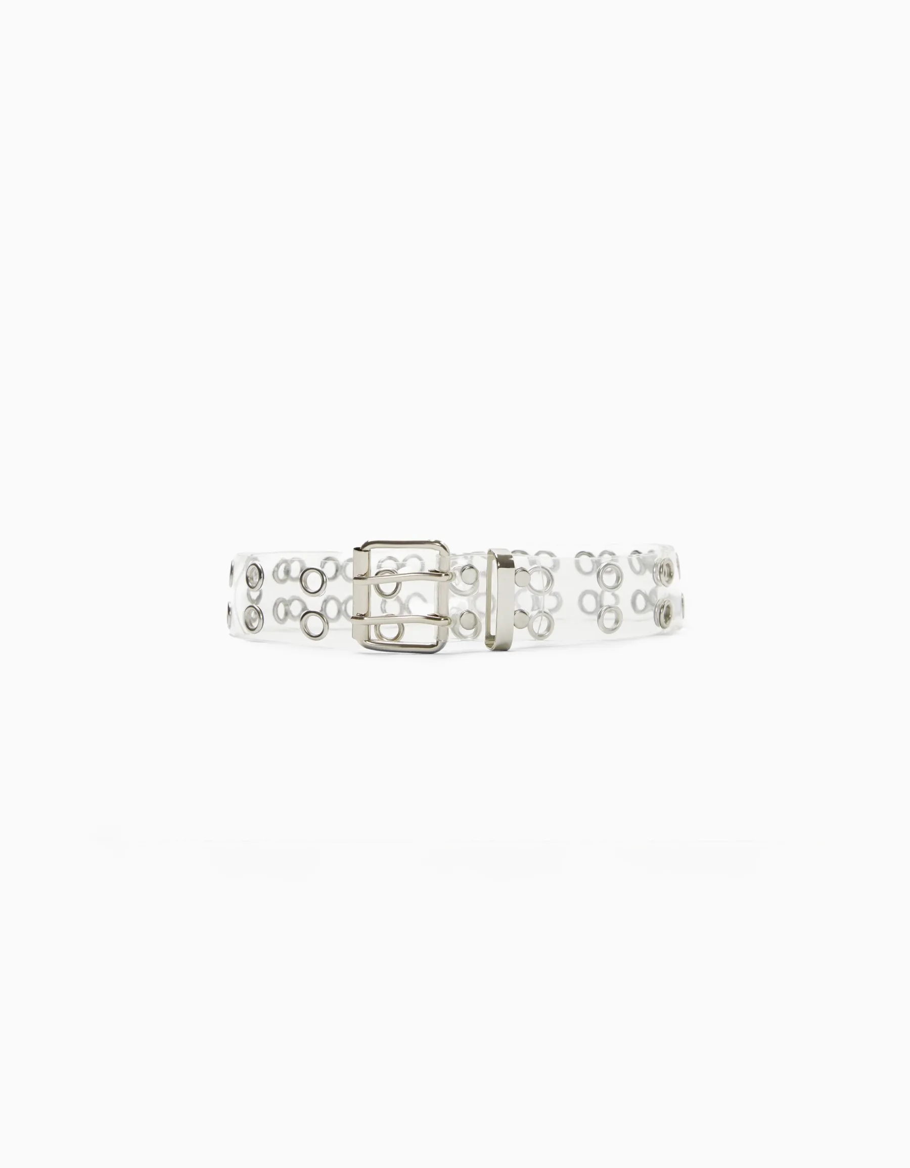 BERSHKA Ceinture transparente œillets doubles Écru Sale
