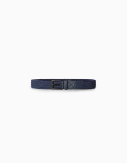 BERSHKA Ceinture tressée similicuir Marine Discount