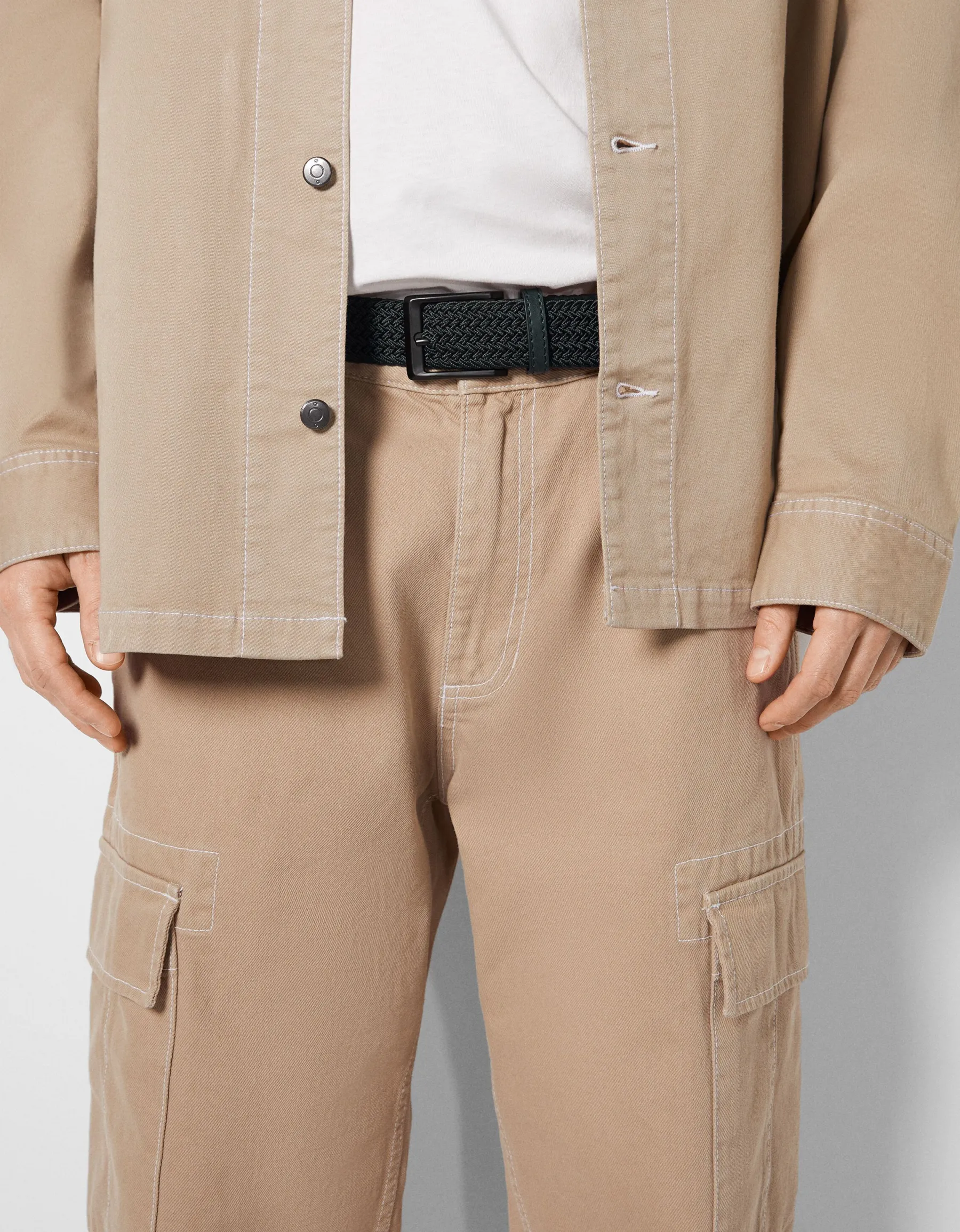 BERSHKA Ceinture tressée similicuir Marine Online