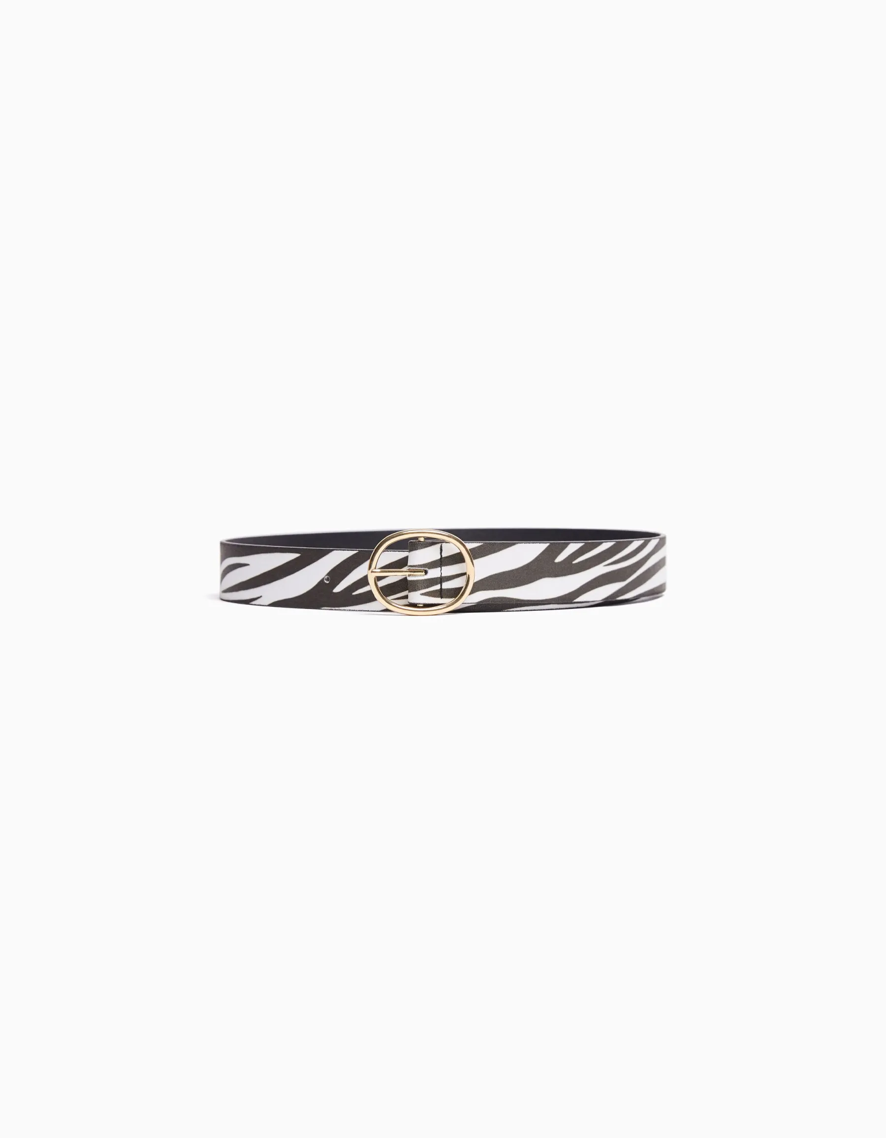 BERSHKA Ceinture zèbre imprimé Blanc / Noir Store